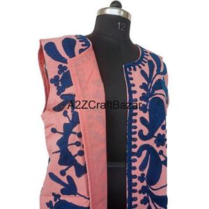 Veste en coton pour femme, imprimé floral Suzani tissé à la main, boutons recouverts, automne-hiver, confortable et respirante - Product Image 4