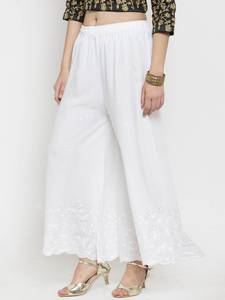 Handmade <strong>White</strong> Rayon <strong>Palazzo</strong> Pants Stitching <strong>Palazzo</strong> Pants for Women Indian Pants for Women - Product Image 3
