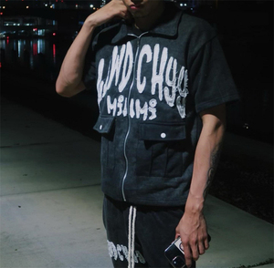 Conjunto Deportivo Vintage Personalizado para Hombre, Parches Bordados con Logotipo, Top Corto Negro, Pantalones Deportivos Acampanados, Cremallera, Tejido de Punto, Primavera - Product Image 3