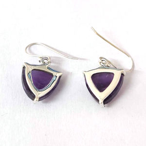 925 plata esterlina amatista natural 10x10 trillones de piedras preciosas Juego de puntas pendientes colgantes 3,57 GM diseñador pendientes colgantes hechos a mano - Product Image 5