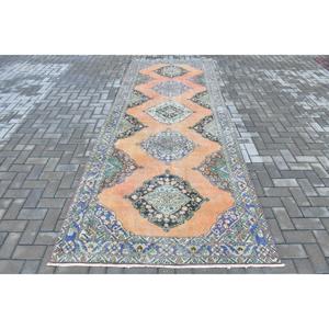 Tapis vintage 4,6 x 12,9 pieds, tapis, tapis patchwork orange en laine - Product Image 1
