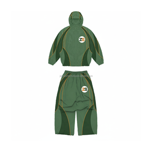 Ensemble coupe-vent de qualité supérieure polyester haute densité 220 GSM tissu imperméable et respirant panneaux verts logo personnalisé et impression grande taille - Product Image 1