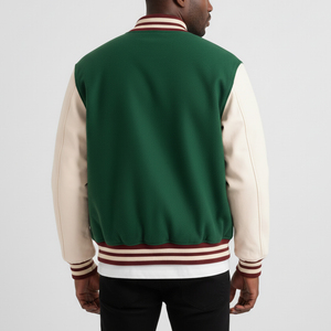 Chaqueta Universitaria de Alta Calidad OEM para Hombre, Bordado Chenille, Mangas de Cuero, Chaqueta Universitaria Personalizada con Letras de Béisbol para Hombre 2026 - Product Image 4