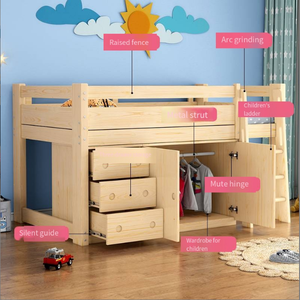 Mobili per Camera da Letto Letto <span class=keywords><strong>a</strong></span> Castello Matrimoniale in Legno Massello con Ampio Spazio e Comodo Letto <span class=keywords><strong>a</strong></span> <span class=keywords><strong>Soppalco</strong></span> con Scale - Product Image 5