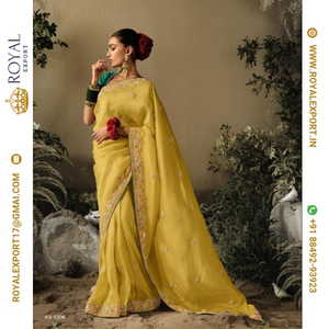 Nouveau tissu fantaisie Saree en soie pure douce et Dola avec bordure travaillée à la main avec chemisier travaillé à la broderie de créateur - Product Image 2