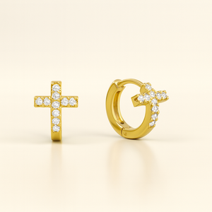 18k Gold Hoop <b>Earrings</b>-Statement Sparkle Duo - Product Image 6