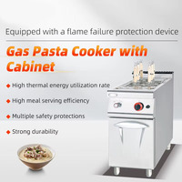 Cuisinière à pâtes au gaz commerciale avec armoire, 6 paniers, bouilloire à nouilles, cuisinière à pâtes en acier inoxydable