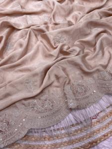 India tradicional exclusivo suave Chinon seda cebolla Rosa Sari elegante trabajo étnico elegante nupcial boda fiesta desgaste para mujer - Product Image 2