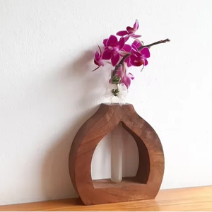 Jarrón Decorativo Rústico de Madera Maciza, Maceta de Madera Hecha a Mano para Decoración de Mesa de Sala de Estar Estilo Rústico - Product Image 1