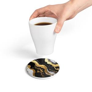 Sous-verre en céramique marbre noir, or et blanc, élégant pour la décoration de la maison - Product Image 2