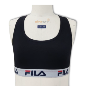 Soutien-gorge de sport moulant pour femme, 95 % coton, 5 % élasthanne, motif jacquard uni, ourlet élastique, débardeur à col rond - Product Image 1