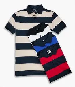 Wholesale Surplus Mens Rugby Striped Polos High Quality Clothing Collection from india