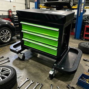 Rolling Mechanic <strong>Stool</strong> &amp; Garage Creeper Seat with 3-Drawer Tool Storage Chest - Product Image 6