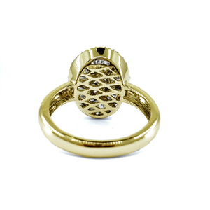 Bijoux d'usine directe logo personnalisé de haute qualité 18k or jaune massif véritable diamant rond bague en grappe pour dame - Product Image 3