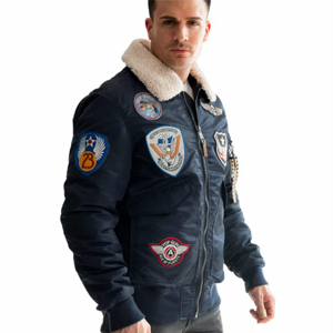 Oem Tùy Chỉnh Sản Xuất Người Đàn Ông Của Cổ Điển Phi Công Máy Bay Ném Bom Áo Khoác Với Tùy Chỉnh Các Bản Vá Lỗi Da Cừu Mùa Đông Không Thấm Nước Thoáng Khí - Product Image 6