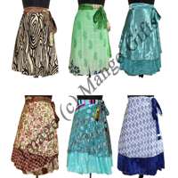 Falda/Vestido de Playa de Chifón de Seda de 2 Capas Estampada Estilo Sari Vintage con Decoración Mágica Envolvente - Venta al por Mayor