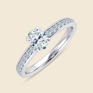 Bague ovale en micro-diamants Solidcast avec diamant ovale de laboratoire de 0,3 carat F-VS en or massif 14 carats, produit authentique - Product Image 3