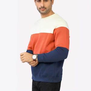 Sweat-shirt en molleton de coton premium, patchwork multicolore, tissu doux, broderie de logo personnalisée, sweat-shirt basique - Product Image 3