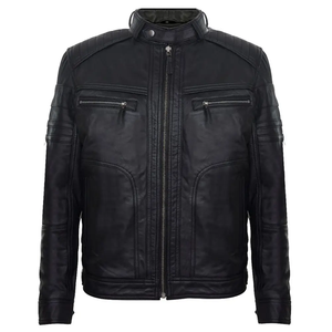 Chaqueta de moto de cuero de invierno de moda para hombre personalizada de alta calidad chaqueta de cuero acabada bordada para hombre - Product Image 3