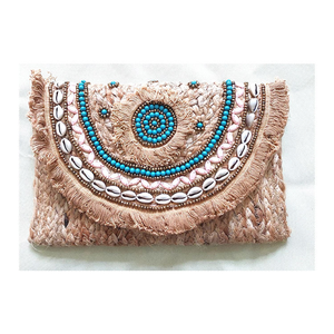 Bolso de mano hecho a mano de yute de la mejor calidad con borla de concha de cuentas de la India para mujer Moda DE LA India por glowin fashion - Product Image 3