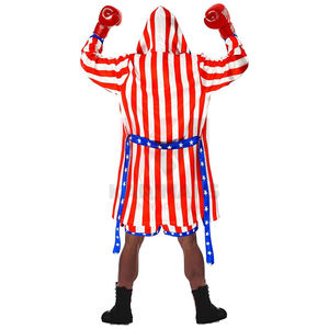 Costume de boxe drapeau américain pour hommes et femmes, robe de boxeur en satin pour adultes avec short, ceinture et gants de boxe - Product Image 2