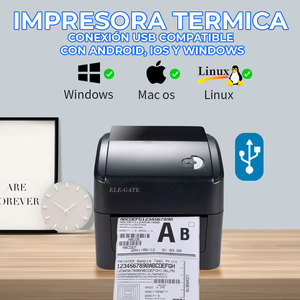 ELE-GATE Black and <b>White</b> Thermal Barcode Label <b>Printer</b> with 300DPI Resolution Ethernet Connectivity Office Usage - Product Image 2