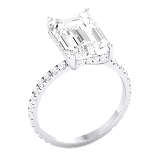 Oro de 14 quilates para mujer en 2,50 quilates Lab Grown Diamond Solitaire Halo con acento Anillo de compromiso - Product Image 2