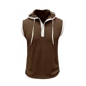 Mens sleeveless gym hoodie fitted fitness wear designed for workout bodybuilding training - Product Image 3