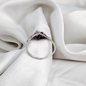 Bague en forme de marquise en argent avec rubis tendance Bague en argent léger avec pierres précieuses - Product Image 6