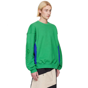 Calidad superior Casual Loose Fit Drop Shoulder Splicing Print Diseño esencial Moda capaz Impreso sudadera Para hombres - Product Image 3