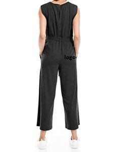 Vente chaude Femmes de Français Terry Taille Cravate Salopette 62% RAYONNE 33% POLYESTER 5% SPANDEX Importé Bouton fermeture Laver À La Machine - Product Image 3