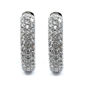 Prix d'usine – Magnifiques boucles d'oreilles créoles fines vintage en or blanc 18 carats avec diamants véritables taille brillant pour femme, idéales pour mariage et soirée - Product Image 1