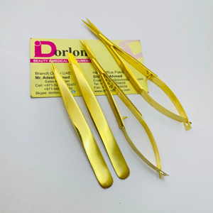 Pince à sourcils plaquée or brillante pince à sourcils en acier inoxydable pointe pointue inclinée Logo personnalisé sourcil printemps ciseaux Pakistan - Product Image 1