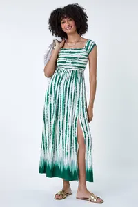 Summer Vibes Rayon Tie-Dye Women Wear Off the Shoulder, Vestido de pierna alta para fiesta, Ocasión de verano Wear Beach, Resort Wear Dress - Product Image 2