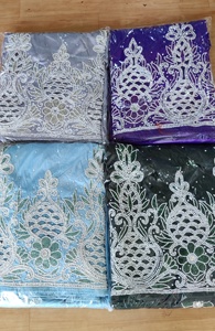 Tela de George Georgette somalí de Moda Africana con patrón bordado de trabajo con cuentas hechas a mano personalizadas más vendidas para ropa tejida - Product Image 4