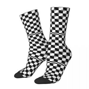 Black And White Checker Dog Paw Socks Male <b>Men</b> Women Autumn <b>Stockings</b> Polyester Premium Quality Socks - Product Image 1
