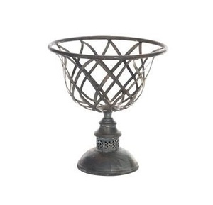 Vase d'urne à fleurs antiques sur base urne de jardin à fleurs en fil de métal fini rustique pour décoration de balcon décoration de jardin à la maison - Product Image 4