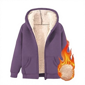 Most Popular Plain Blank Custom <b>Pullover</b> <b>Men</b> Hoodies Purple Hooded Fleece Jacket Lined With Sherpa Inner Regular Fit Unisex - Product Image 1