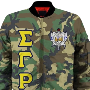 Chaqueta Bomber Satinada Azul Rey y Dorada de Sigma Gamma Rho SGRho, Año 1922, Letras Griegas, Hermandad Femenina, Estilo Universitario - Product Image 4