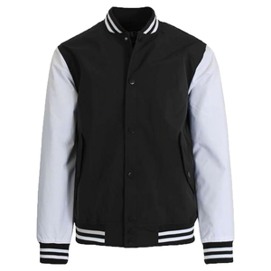 Veste universitaire sur mesure en gros d'usine, conception OEM, respirante, coupe-vent, haute qualité, broderie masculine, patch frontal en cuir véritable - Product Image 1
