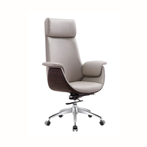 Silla de Oficina Ejecutiva Ergonómica de Respaldo Alto, Diseño Moderno en Color Marfil, Cuero PU y Malla, Altura Ajustable, Base Giratoria de Acero - Product Image 4