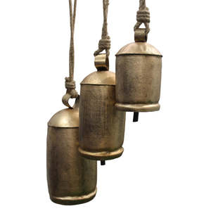Campanas de Armonía con Acabado Dorado Antiguo, Campanas de Hierro Reciclado, Juego de 3 Piezas, Estilo Vintage, Tamaños 10", 8" y 6" - Product Image 2