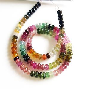 เครื่องประดับพลอยทัวร์มาลีนธรรมชาติหลายทําหินหลายสีหินลูกปัดเรียบ - Product Image 1