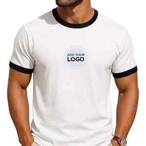 Ringer Mix Colors T-shirts à col rond en coton pour hommes T-shirts unisexes à manches courtes en vrac - Product Image 2