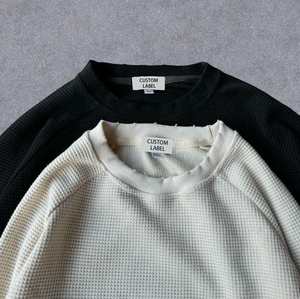 Sudadera Térmica para Hombre con Logotipo Personalizado, 230, 260, 320 g/m², Estilo Desgastado, Tejido Waffle, Ajuste Holgado, Manga Larga, Estampado Liso, Algodón - Product Image 4