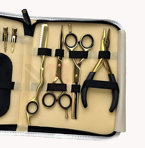 Kit d'outils professionnels pour extensions de cheveux en acier inoxydable pour salon de beauté, pinces multifonctions pour extensions de cheveux et ciseaux de coupe - Product Image 2
