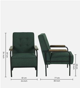Sofá Otaru moderno de 1 plaza con terminales metálicos de madera con acabado Kale para hoteles, salas de estar, villas, Apartamentos - Product Image 2