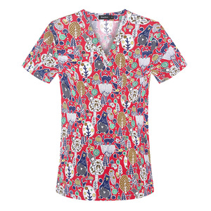Hospital Impreso Scrub Tops para Mujeres Enfermeras Moda Uniforme Enfermeras Vestido Uniforme - Product Image 4