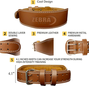 Ceinture d'haltérophilie de gymnastique en cuir rembourré avec étiquette personnalisée avec doublure en daim et boucle à rouleau en acier pour le soutien de levage - Product Image 6