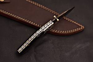 En gros Personnalisé Premium Qualité OEM ODM Service En Acier Damas Point De Chute Pliant Camping En Plein Air Couteau Corne Poignée 1 An - Product Image 4